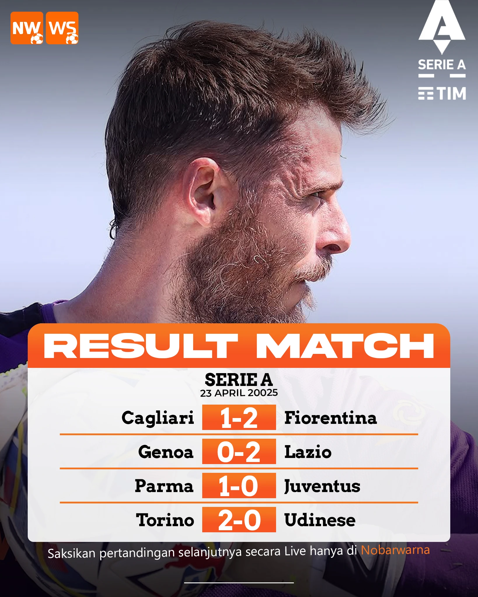 📰 Hasil Pertandingan Serie A - 23 April 2025